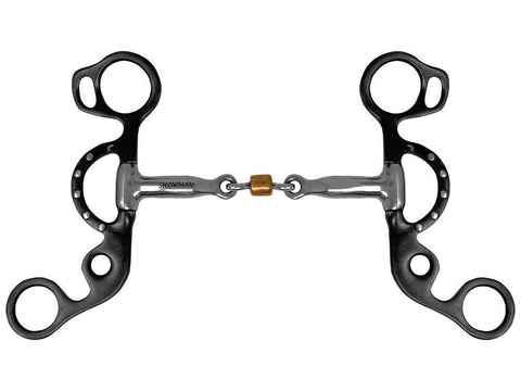 Short Shank Three Piece Sweet Iron Snaffle With Copper Roller
