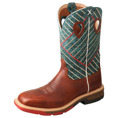 12" Western Work Boot - Cognac & Dark Green
