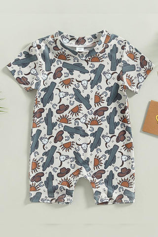 CACTUS AND COWBOY HAT WESTERN ROMPER