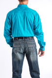 Cinch Mens Solid Turquoise Button Shirt