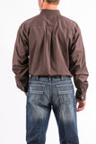 Cinch Mens Solid Brown Button Shirt