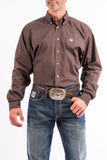 Cinch Mens Solid Brown Button Shirt