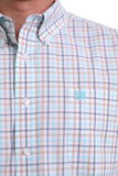 CINCH MEN'S SHORT SLEEVE WHITE, TURQUOISE, BLUE AND KHAKI BUTTON DOWN SHIRT