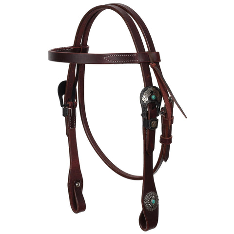 Turquoise Halo Argentina Cow Leather Browband Headstall - Mini/Small Pony