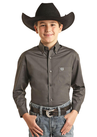 PANHANDLE SELECT BOYS LONG SLEEVE BUTTON WITH STRETCH