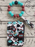 Leather Tassel Wallet Silicone Beaded Key Chain Silicone Beaded Bracelet Silicone Beaded Hand String