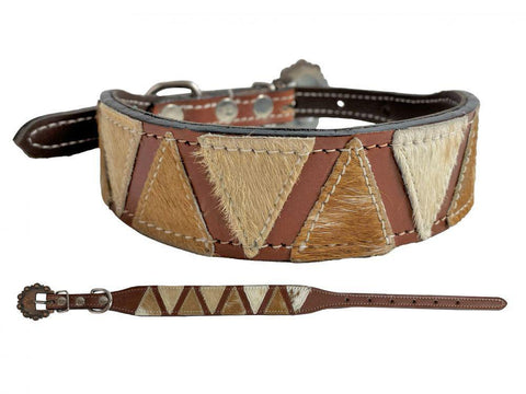 Couture Hair on Cowhide braided leather dog collar