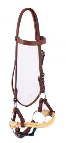 Oiled Harness leather side pull with snaffle bit