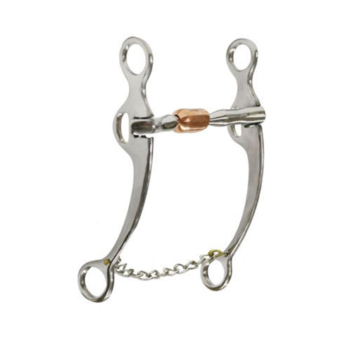 Stainless steel reining bit with 8" cheeks.