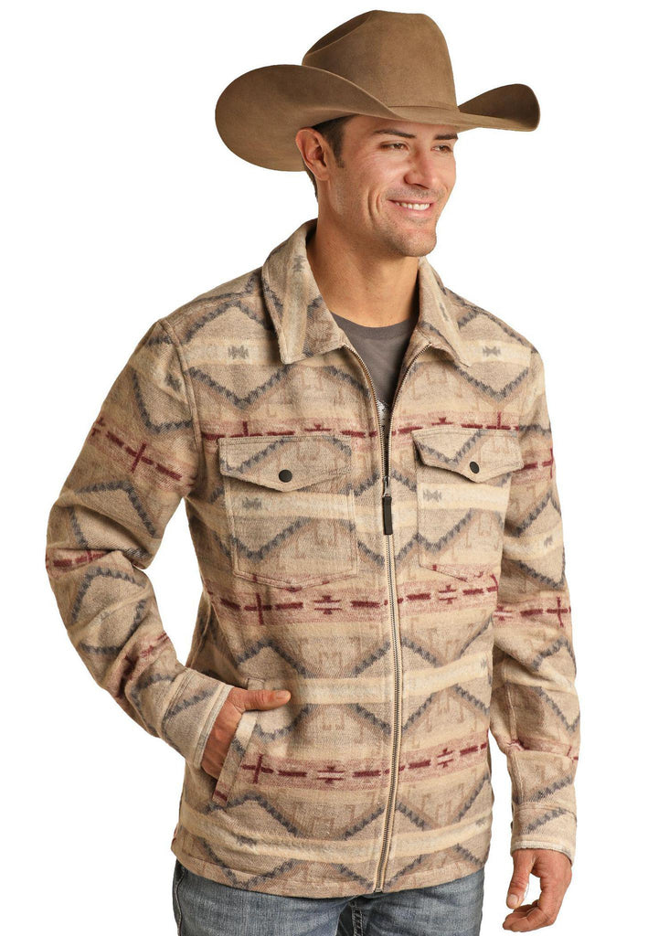 ROCK ROLL DENIM MENS FULL ZIP AZTEC JACKET - Main Image