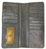 Black Leather Men's Wallet with Floral Tooling Accent