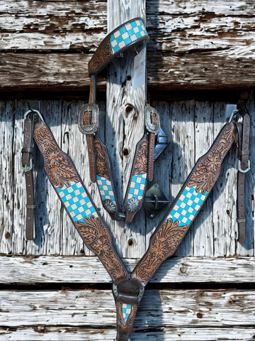 Checker Print Headstall & Breast Collar Sets