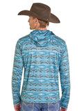 MENS ROCK & ROLL DENIM HOODED PULL OVER AZTEC WITH POCKET
