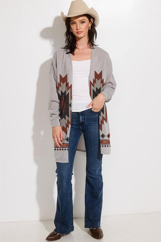 Aztec Print Casual Style Cardigan
