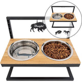 Wrangler Adjustable Elevated Feeder Dog Bowl - Horse & Bison