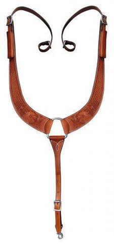 Argentina Cow Leather basketweave and floral tooled pulling collar