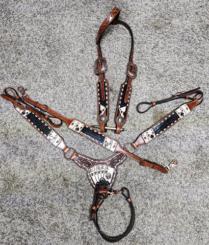 POKER HEADSTALL BREAST COLLAR WITHER STRAP SET