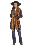 PANHANDLE FUR NECK AZTEC CARDIGAN