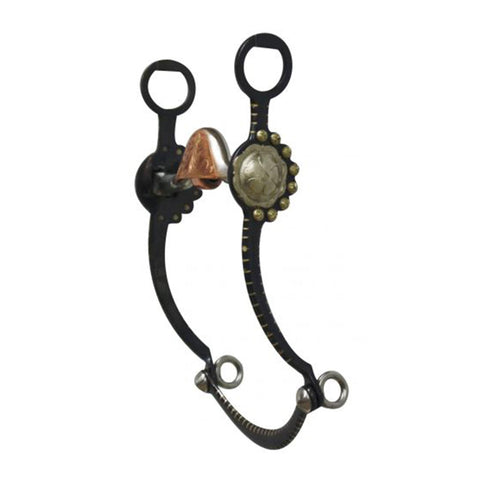 Black steel show bit with silver inlay and concho