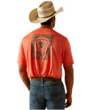 ARIAT MENS HOT CORAL SHIELD T SHIRT