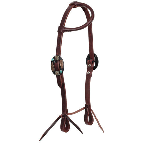 Western Grace Argentina Cow Leather One Ear Headstall - Mini/Small Pony