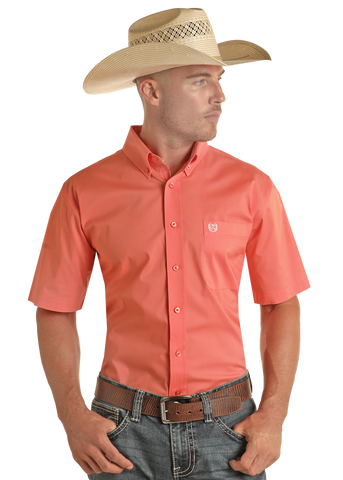 PANHANDLE MENS SHORT SLEEVE POPLIN BUTTON DOWN