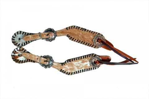 Ladies Cowhide spur straps with black whip stitch edges