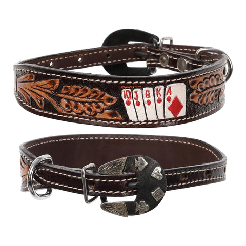 Diamond Flush Leather Dog Collar