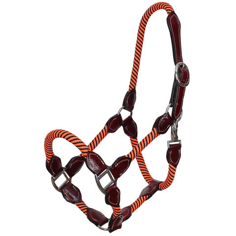 Orange Poly Rope Leather Halter