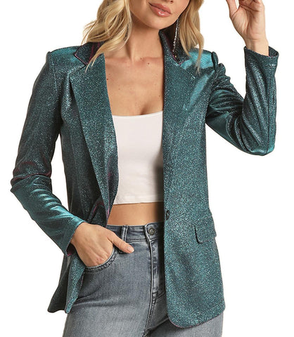 Rock & Roll Ladies Iridescent Teal/Hot Pink Blazer