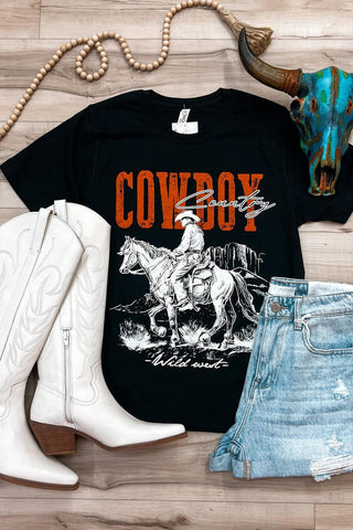 Black COWBOY Country Western Fashion Graphic T Shirt