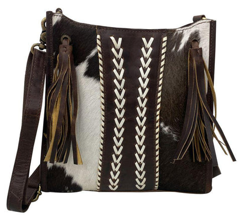 Klassy Cowgirl Hair on Cowhide Leather Conceal Carry Crossbody Bag.