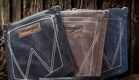 Wrangler "W" Stitch Water Repellent Denim Pocket Crossbody- Jean