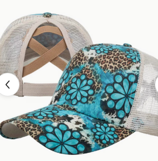 Unisex Adjustable Mesh Trucker Hat with Ponytail Hole