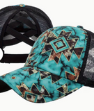 Unisex Adjustable Mesh Trucker Hat with Ponytail Hole