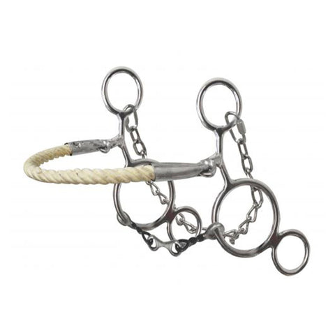 Stainless steel rope nose hackamore with twisted dog bone mouth