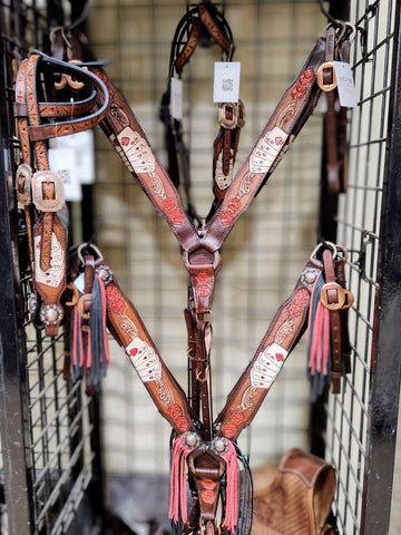 TRAILS END POKER SET HEADSTALL AND BREAST COLLAR