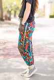 Aztec Leopard Patchwork High Waist Slim-fit Pant