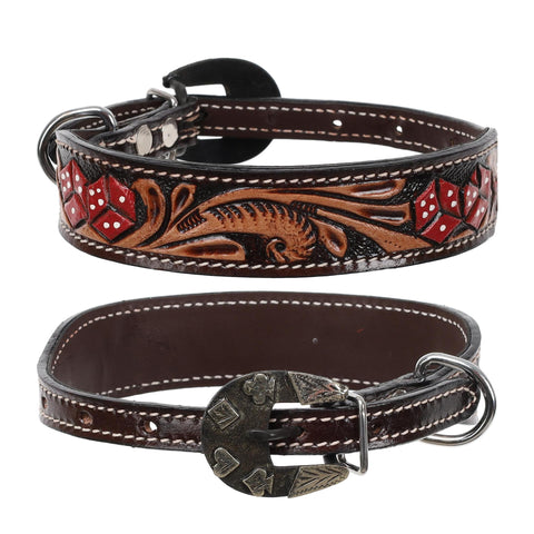 Dice Leather Dog Collar