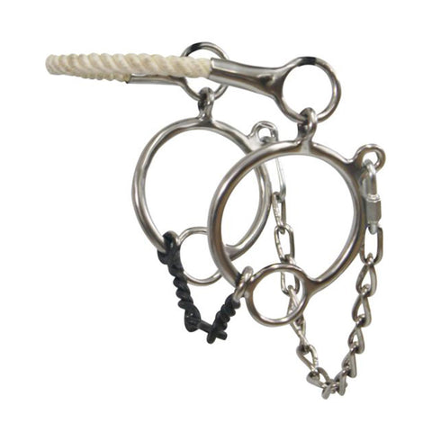 Rope Nose Combination Bit with Twisted Snaffle and Dog Bone Center