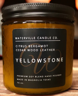 Waterville 16 oz - Soy Candle Amber Jar Hand Poured - 2 Wick - Slow Burn
