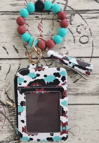 Leather Tassel Wallet Silicone Beaded Key Chain Silicone Beaded Bracelet Silicone Beaded Hand String