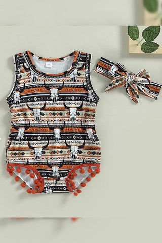 LONGHORN TODDLER ROMPER WITH HEAD BAND