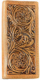 Light Brown Men's Wallet with Floral Tooling