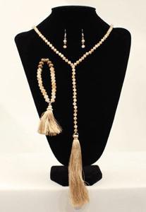 Jewelry Set Cream Bead Necklace