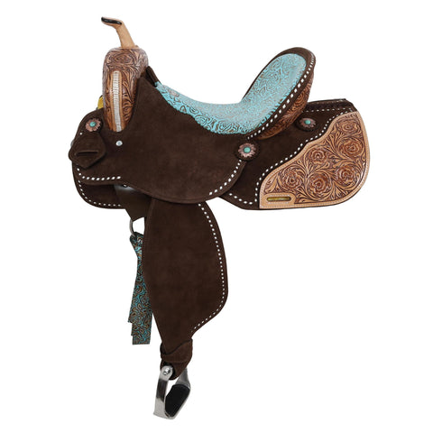 Klassy Cowgirl Teal Rose Barrel Style Saddle