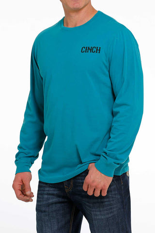 CINCH MENS LONG SLEEVE T SHIRT TEAL