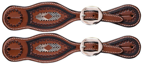 Argentina Cow Leather Embossed Youth Spur Straps