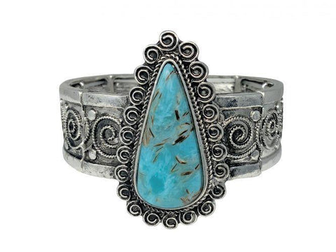 Silver Stretch bracelet with turquoise charm