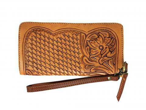 TOOLED LEATHER CLUTCH